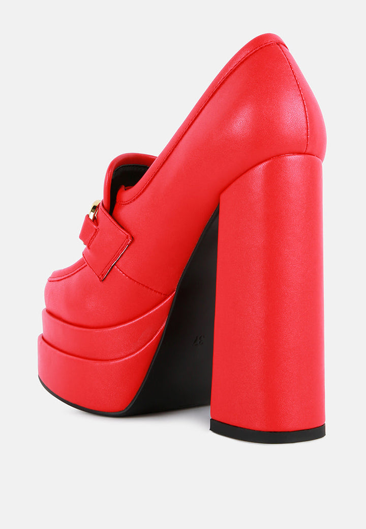 bratz horsebit diamante embellished chunky platform loafers by ruw#color_red