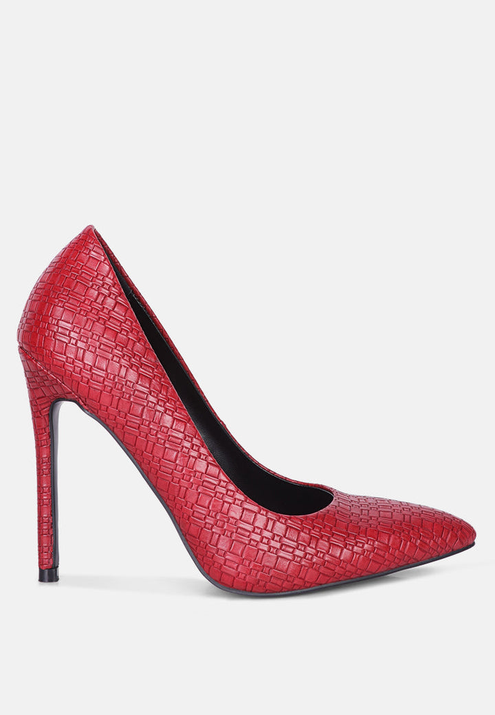 brinkles weave pattern high heel pumps by ruw#color_red