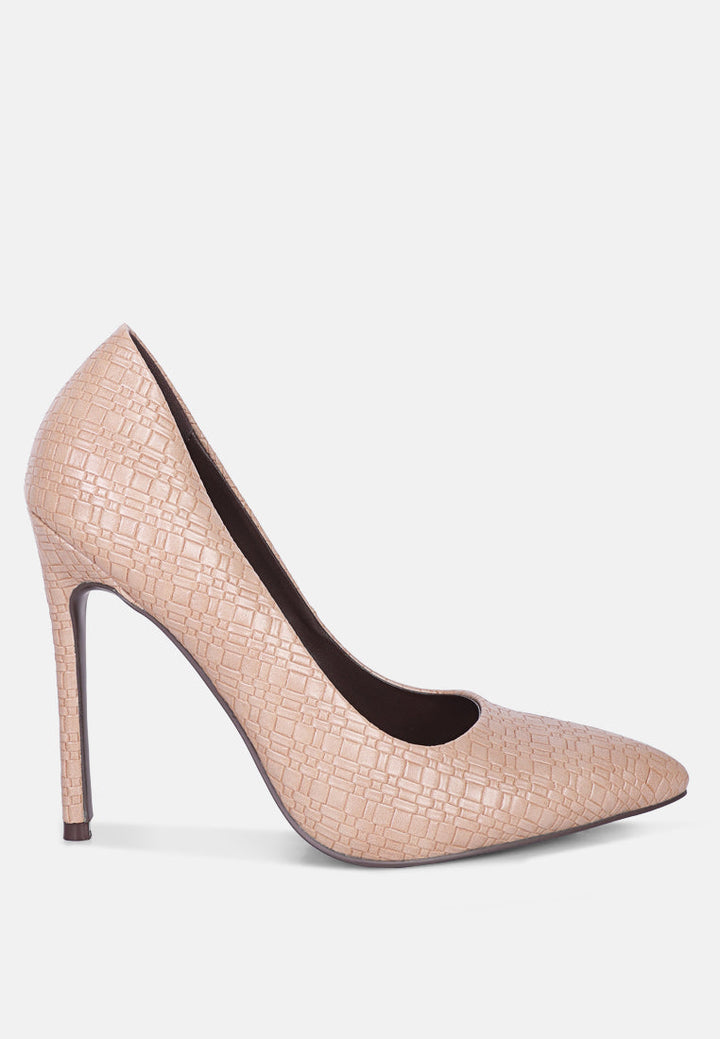 brinkles weave pattern high heel pumps by ruw#color_beige