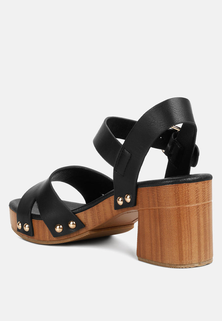 campbell faux leather textured block heel sandals by ruw#color_black