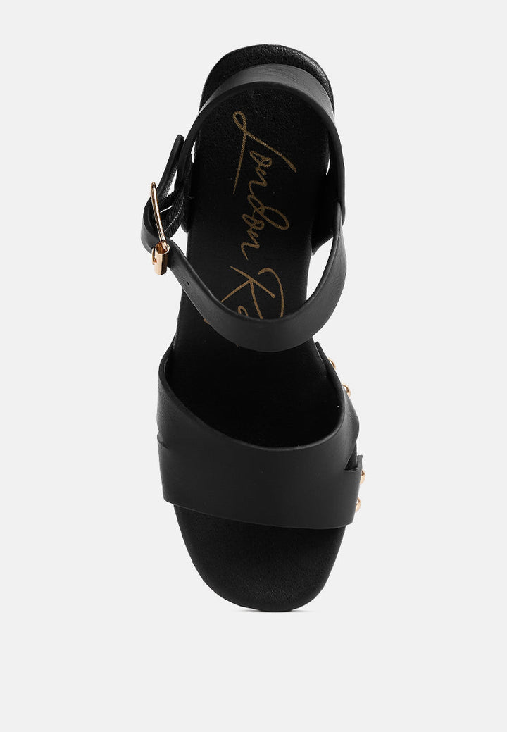 campbell faux leather textured block heel sandals by ruw#color_black