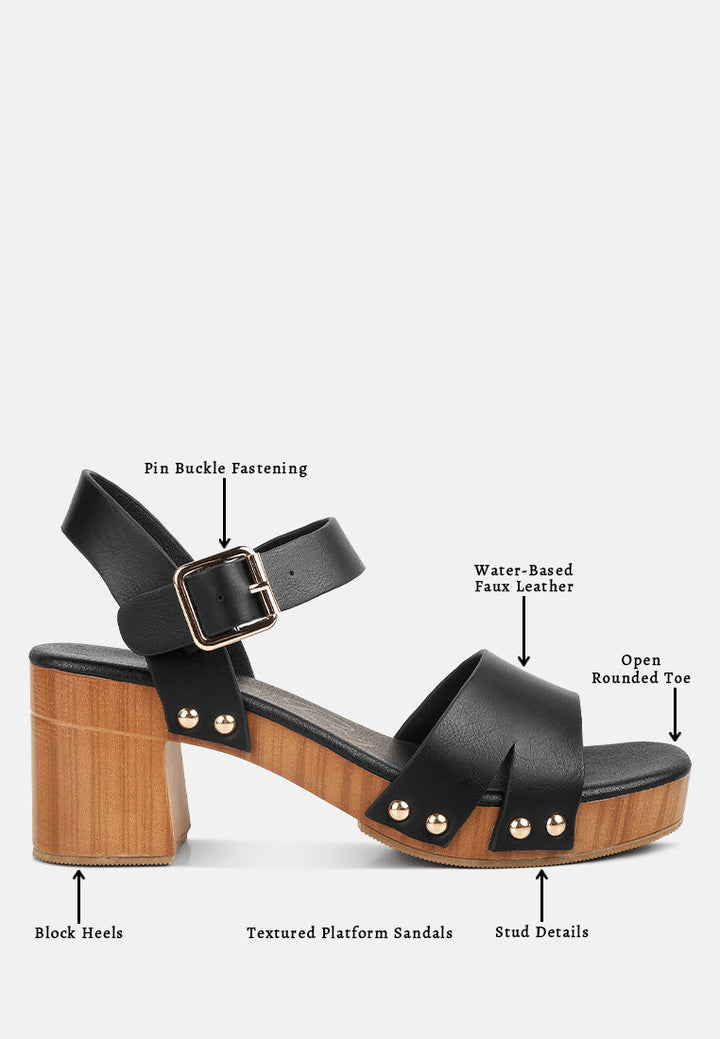 campbell faux leather textured block heel sandals by ruw#color_black