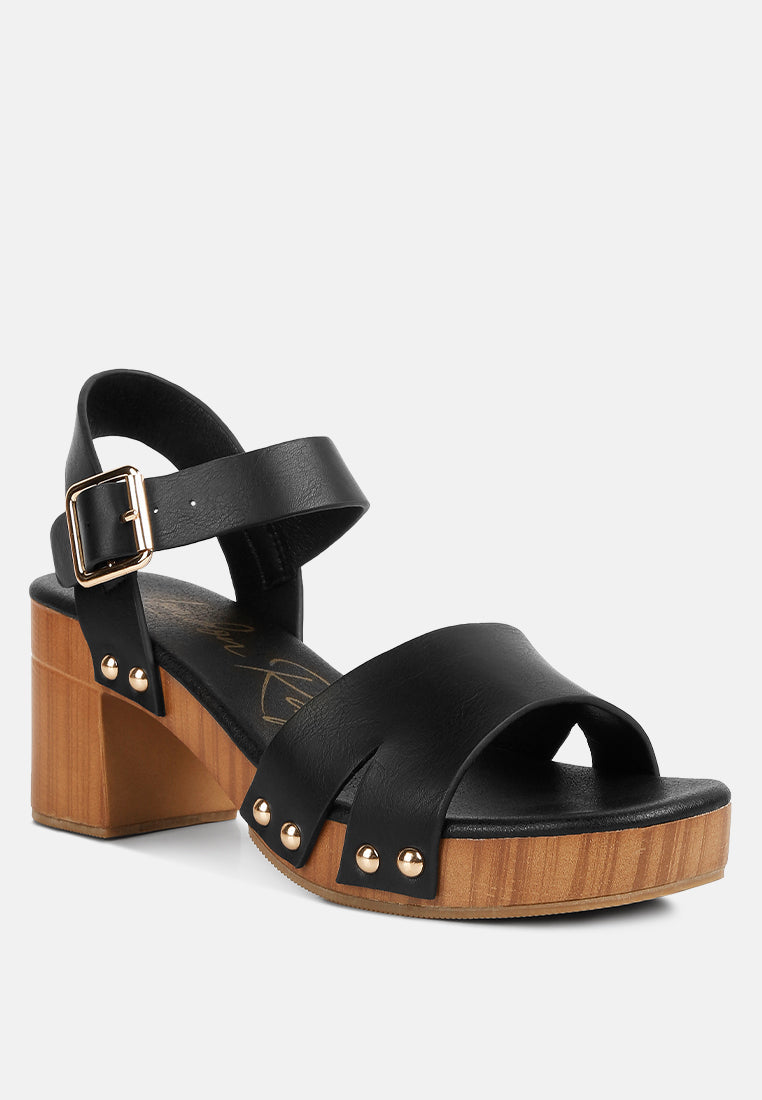 campbell faux leather textured block heel sandals by ruw#color_black