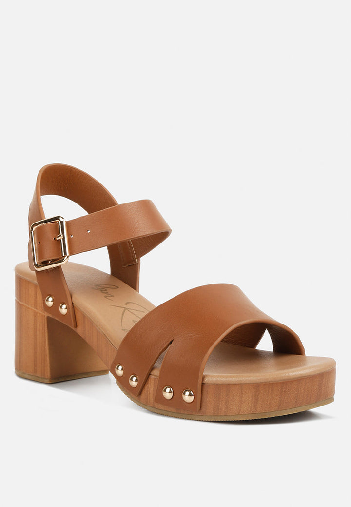 campbell faux leather textured block heel sandals by ruw#color_tan