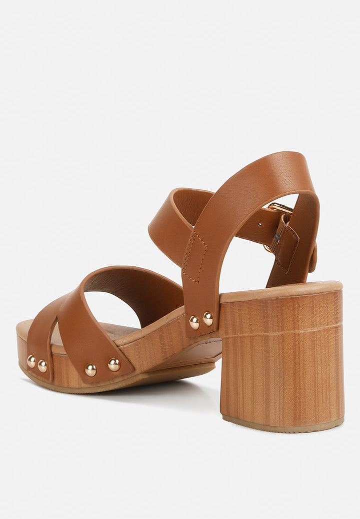 campbell faux leather textured block heel sandals by ruw#color_tan