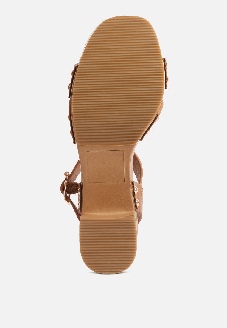campbell faux leather textured block heel sandals by ruw#color_tan