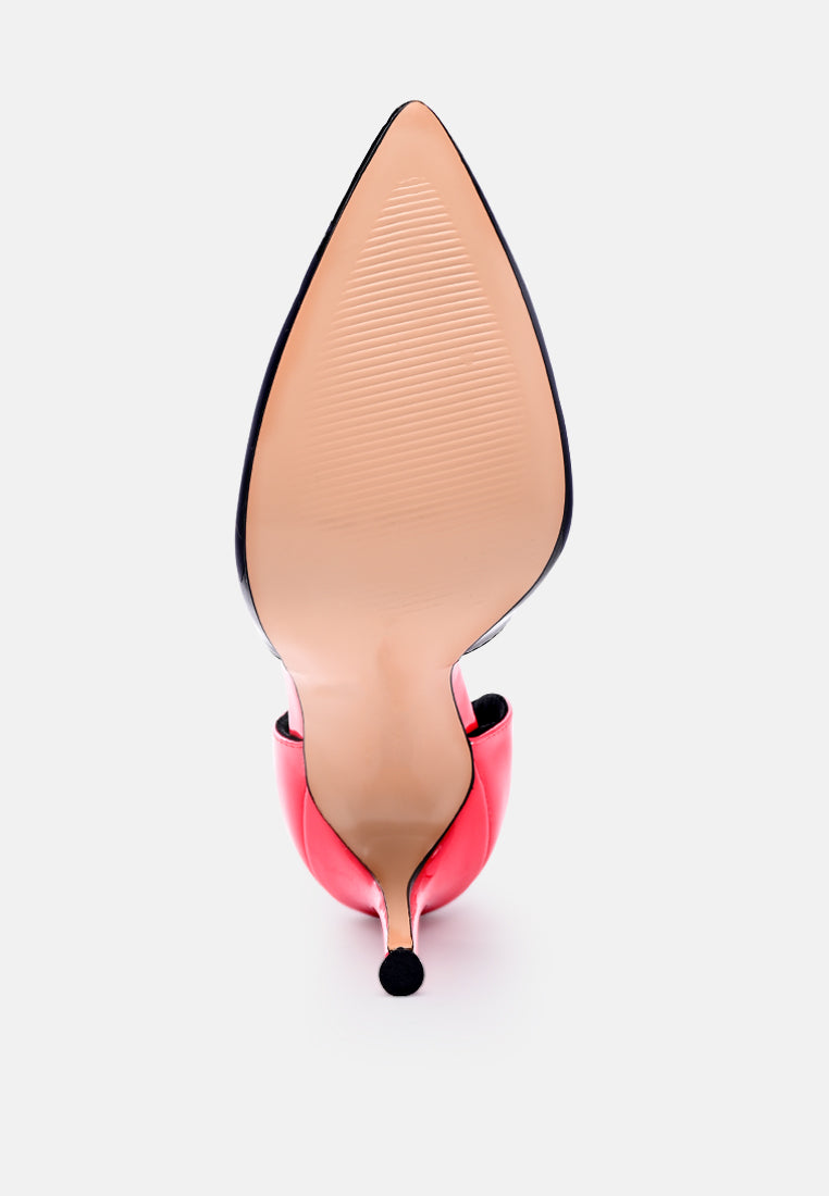 candy cane patent faux leather high heel pumps by ruw#color_black-fuchsia