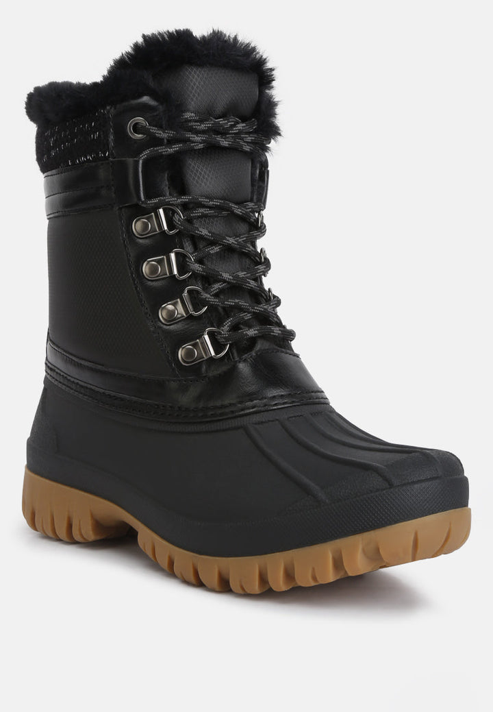 capucine fur collar contrasting lug sole boots by ruw#color_black
