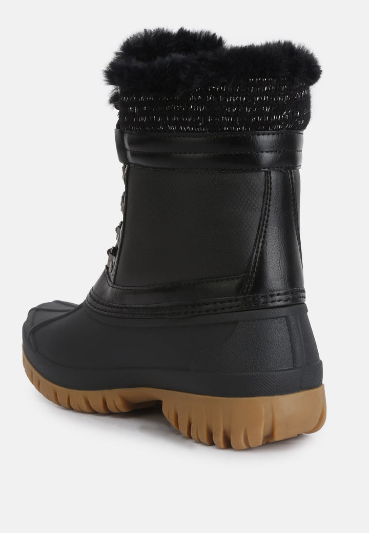 capucine fur collar contrasting lug sole boots by ruw#color_black