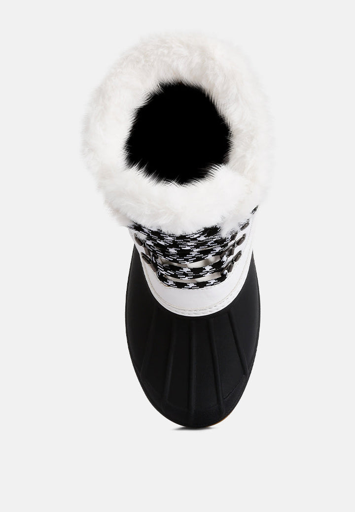 capucine fur collar contrasting lug sole boots by ruw#color_white