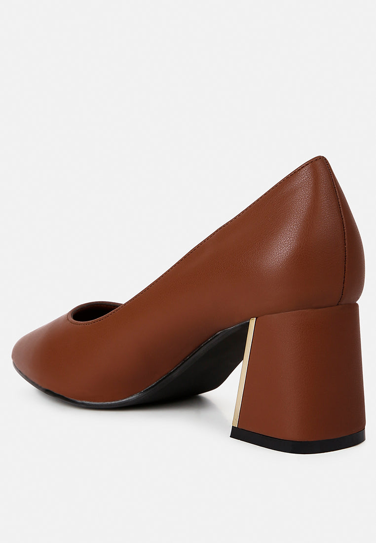 casey metallic detail block heel pumps by ruw#color_brown