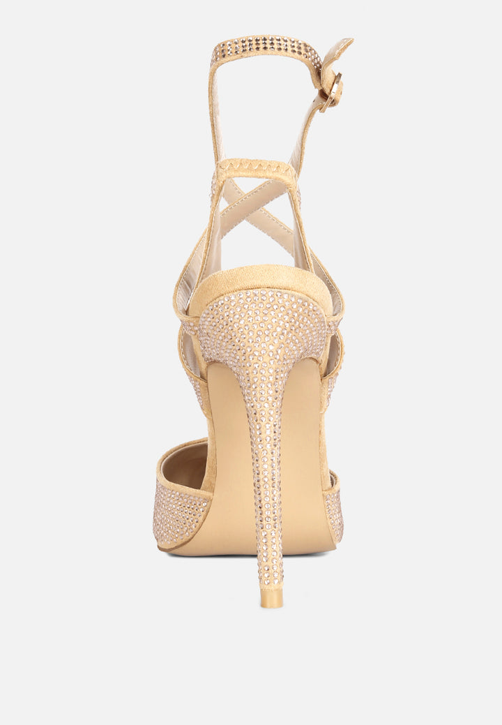 charmer diamante studded high heeled sandal#color_champagne