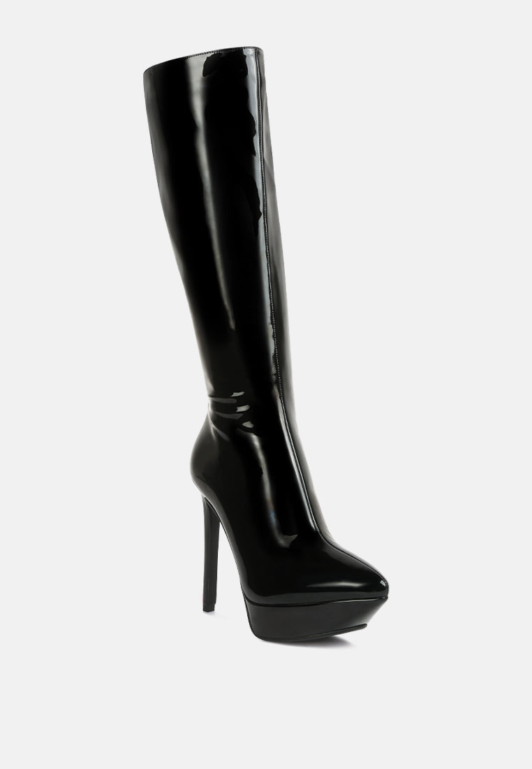 chatton patent stiletto high heeled calf boots by ruw#color_black