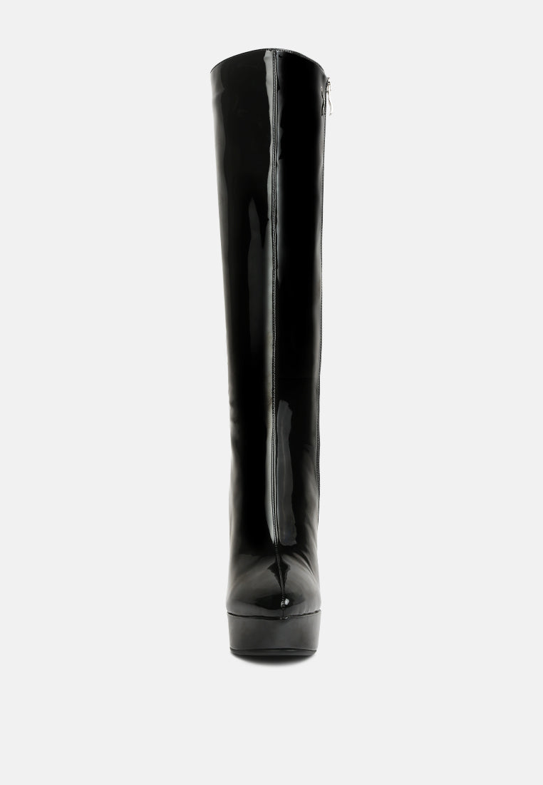 chatton patent stiletto high heeled calf boots by ruw#color_black