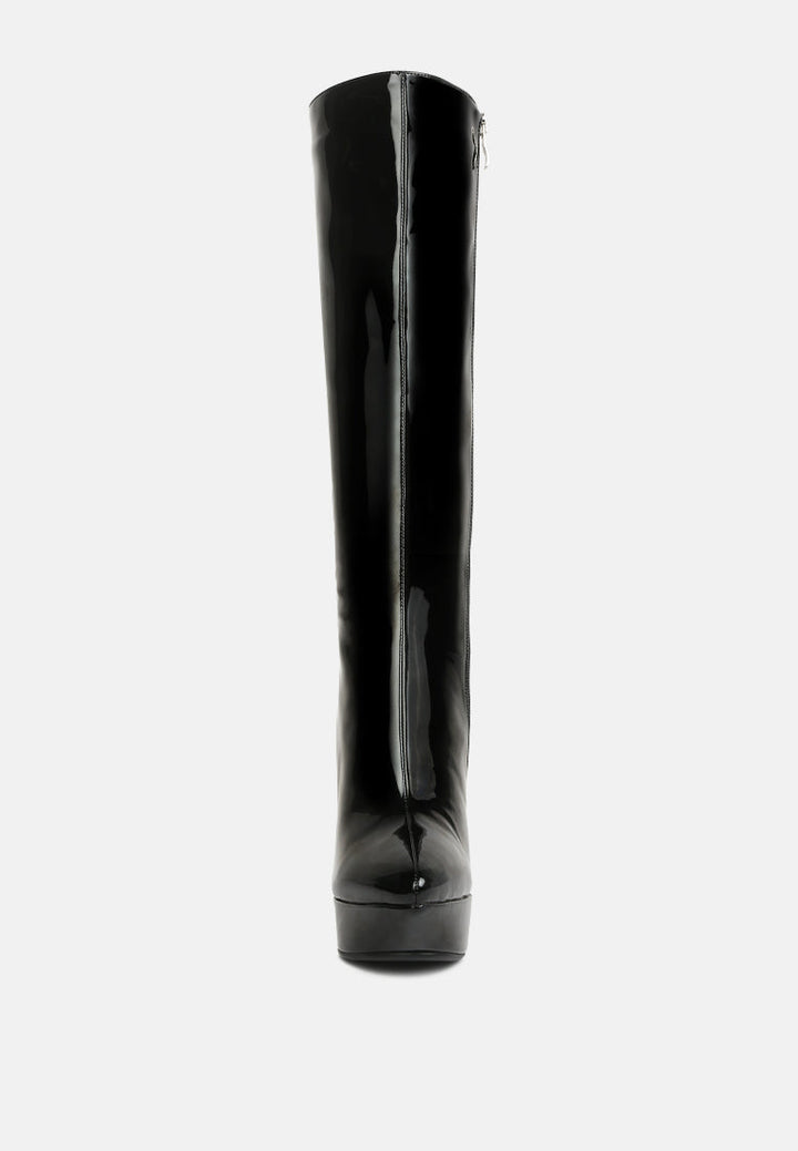 chatton patent stiletto high heeled calf boots by ruw#color_black