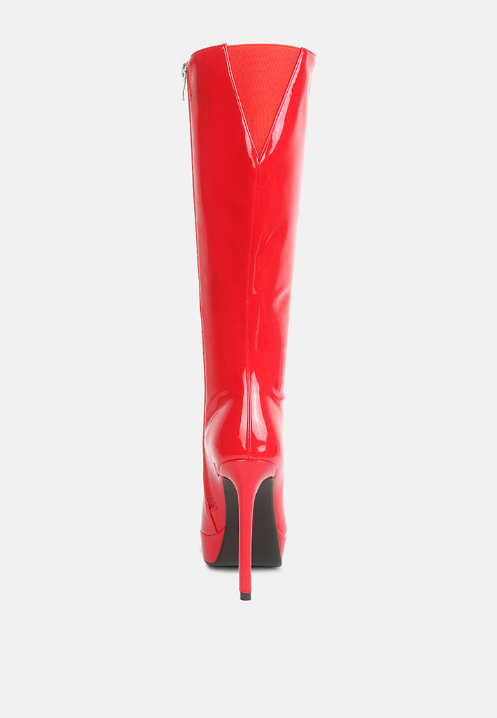 chatton patent stiletto high heeled calf boots by ruw#color_red