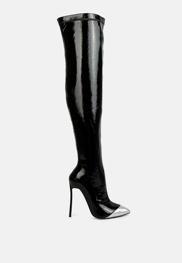 chimes high heel patent long boots by ruw#color_black