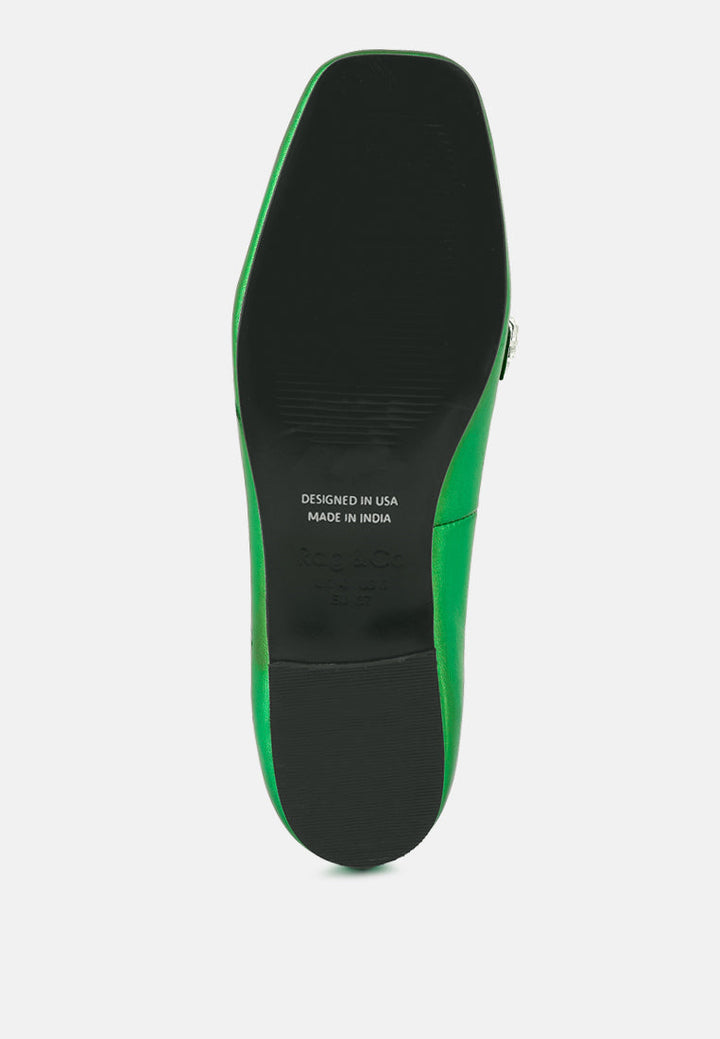 churros green metallic diamante leather loafers by ruw#color_green