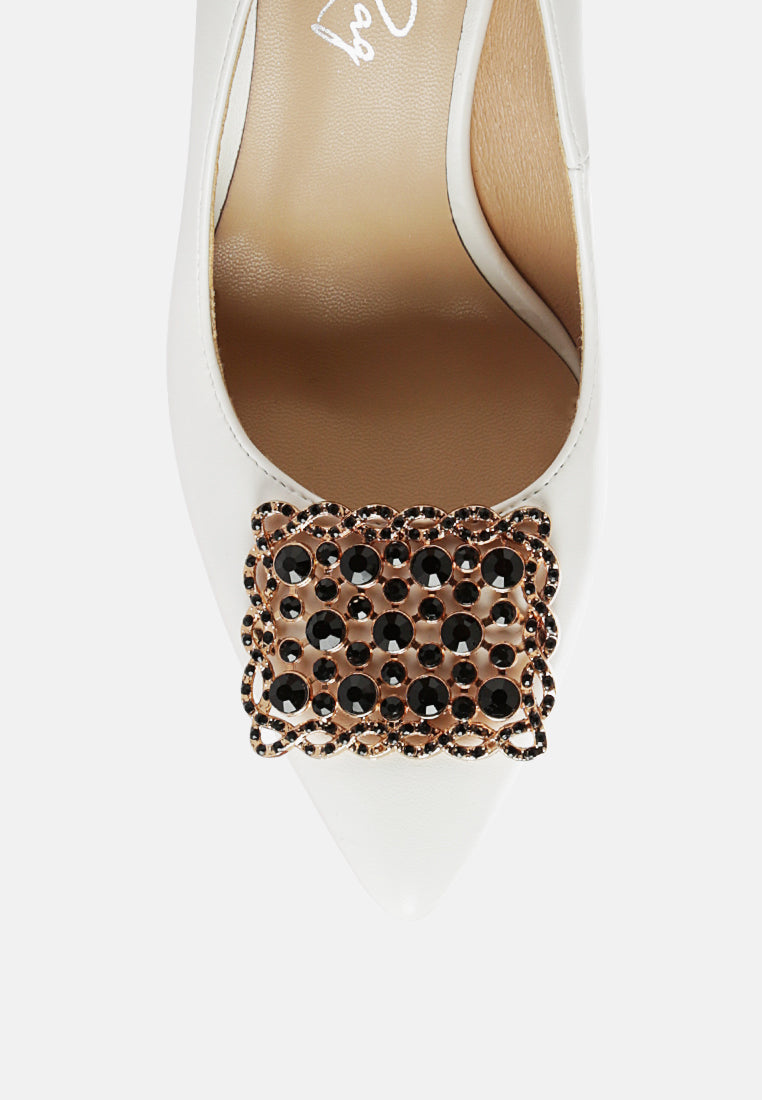 cirrus diamante embellished brooch pumps by ruw#color_white