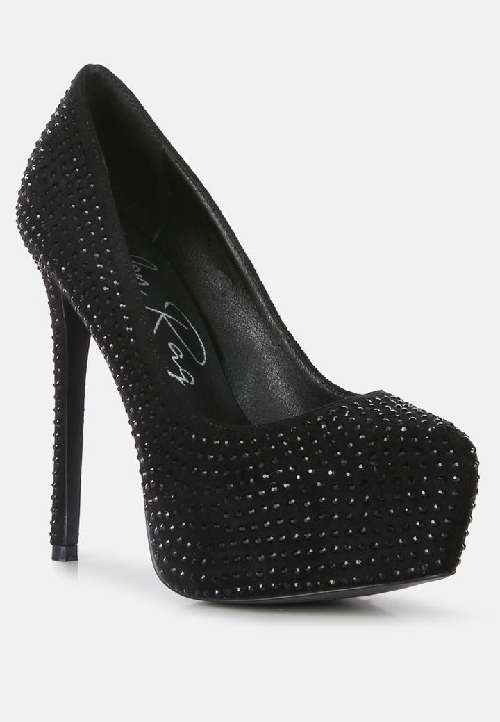 clarisse diamante faux suede high heeled pumps by ruw#color_black