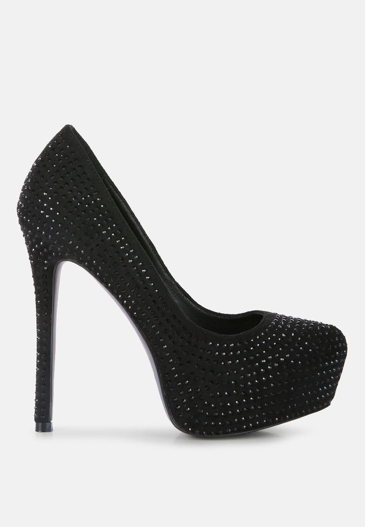 clarisse diamante faux suede high heeled pumps by ruw#color_black