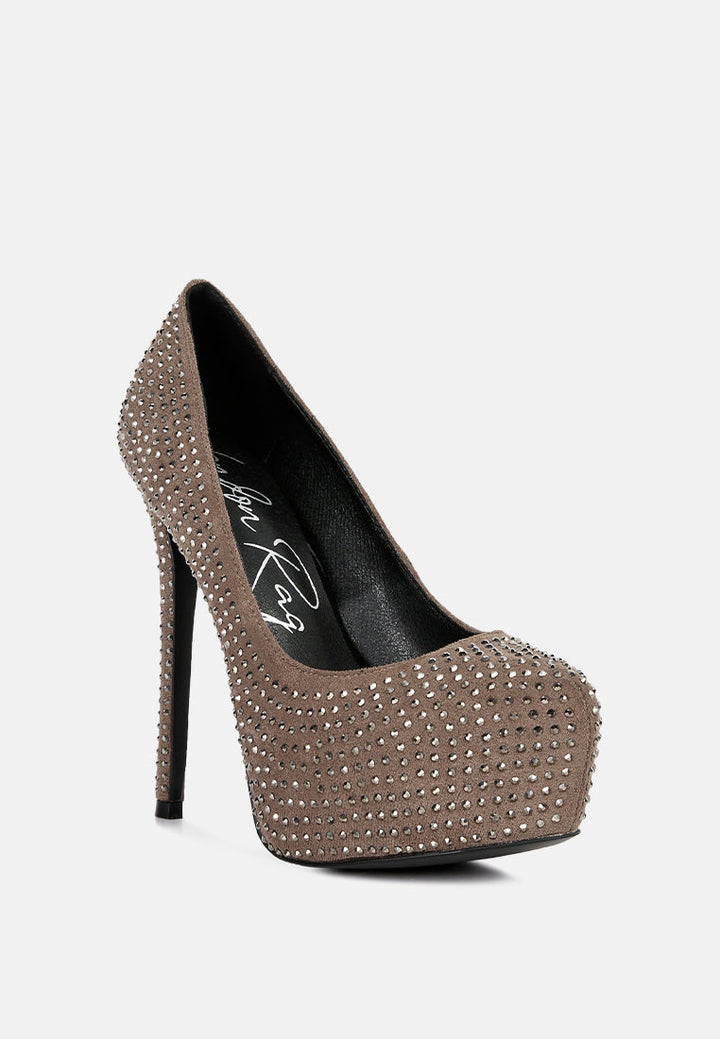 clarisse diamante faux suede high heeled pumps by ruw#color_taupe