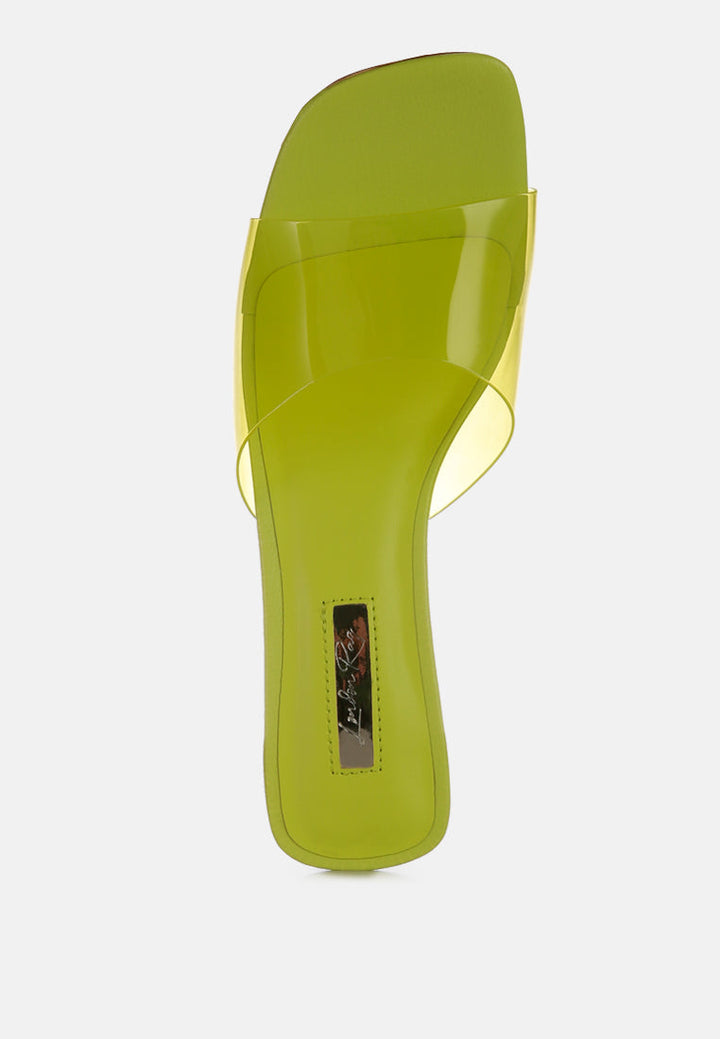 clear flirt clear strap slip on heel sandals by ruw#color_lime