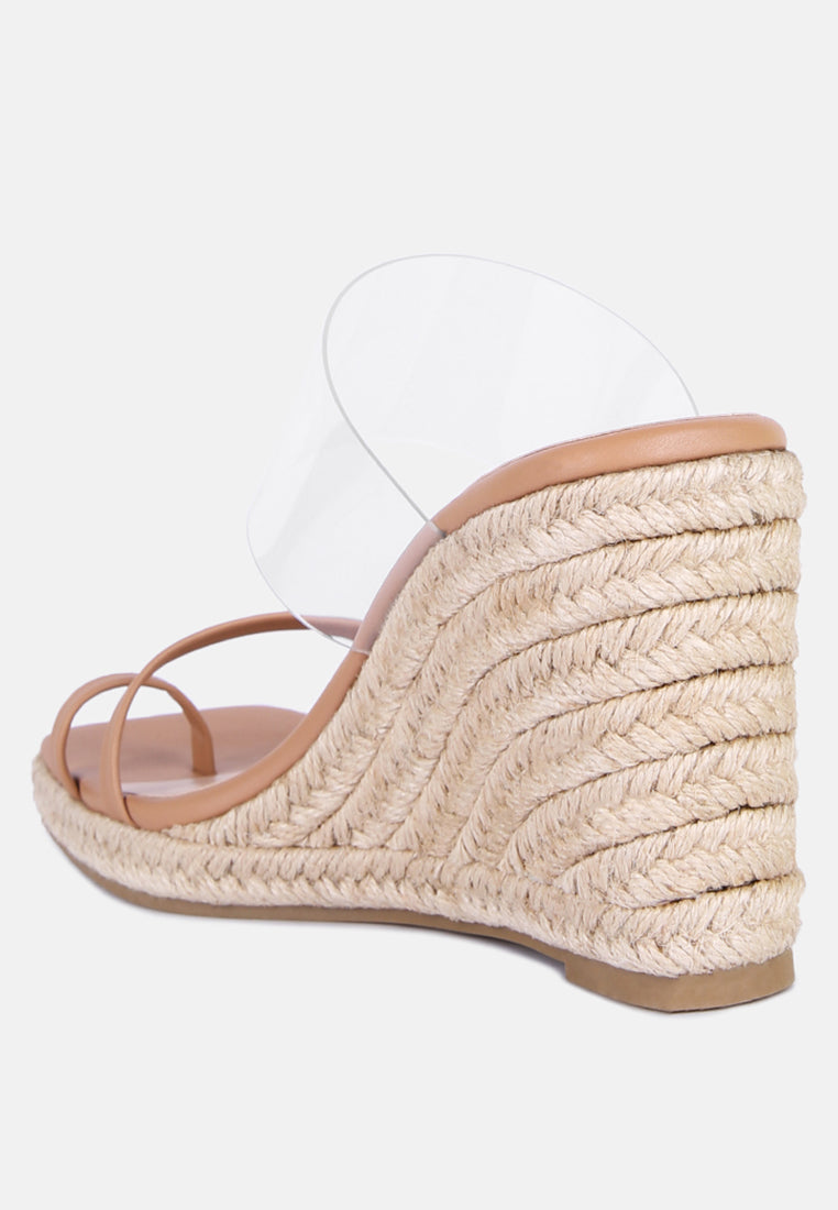 clear path toe ring espadrilles wedge sandals by ruw#color_camel