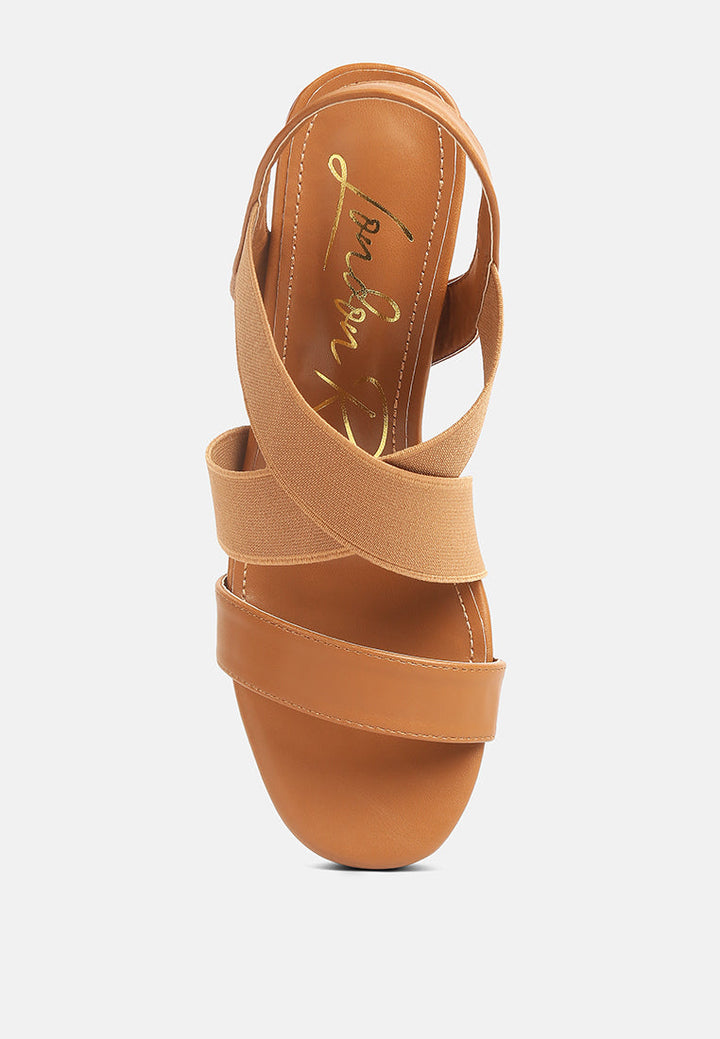 comfortable straps block heel sandals by ruw#color_tan