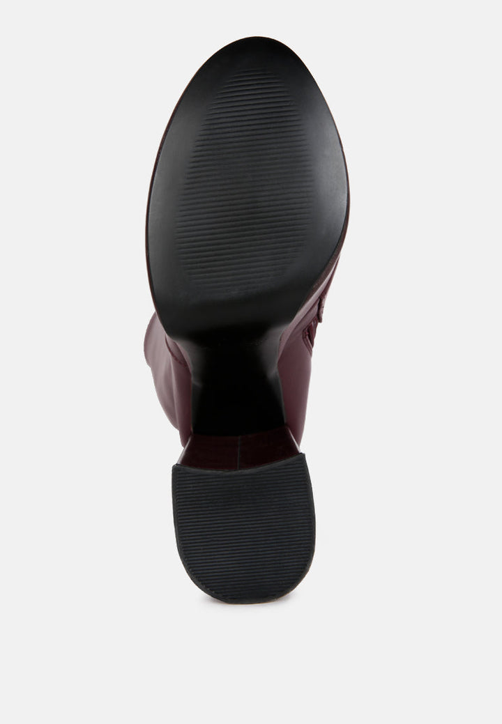 coraline high block heeled calf boots by ruw#color_burgundy