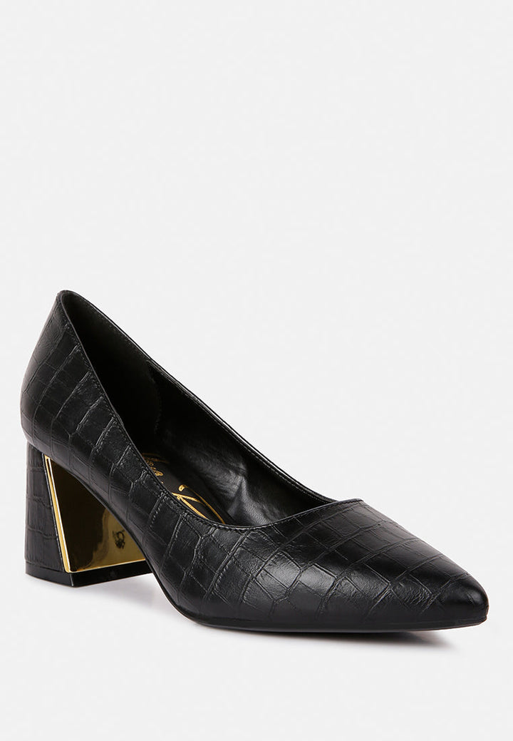 emersyn croc block heel pump shoes by ruw#color_black