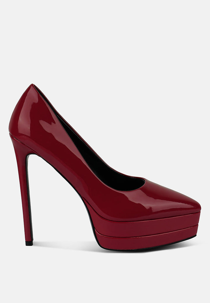 cuddles patent faux leather platform stiletto pumps by ruw#color_burgundy