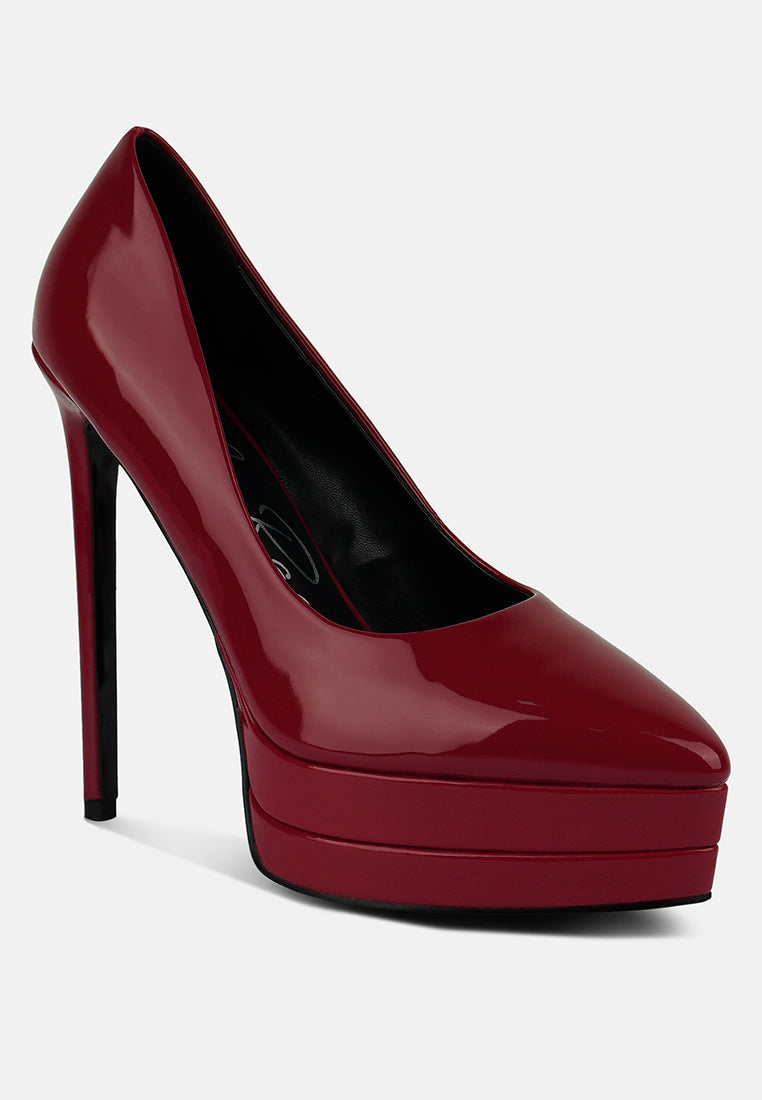 cuddles patent faux leather platform stiletto pumps by ruw#color_burgundy