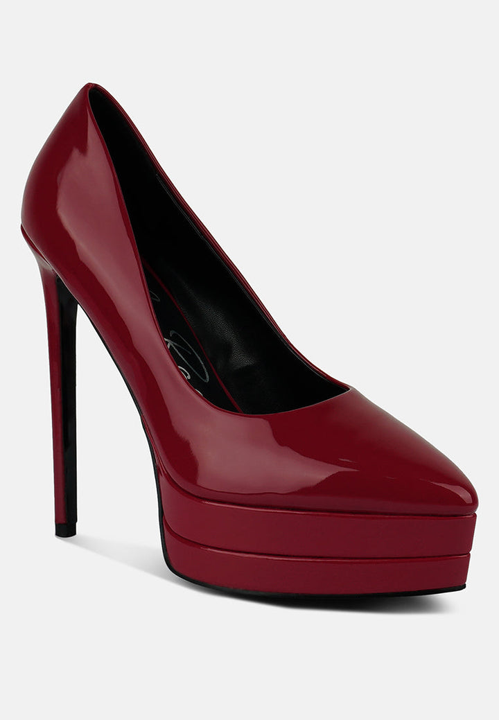 cuddles patent faux leather platform stiletto pumps by ruw#color_burgundy