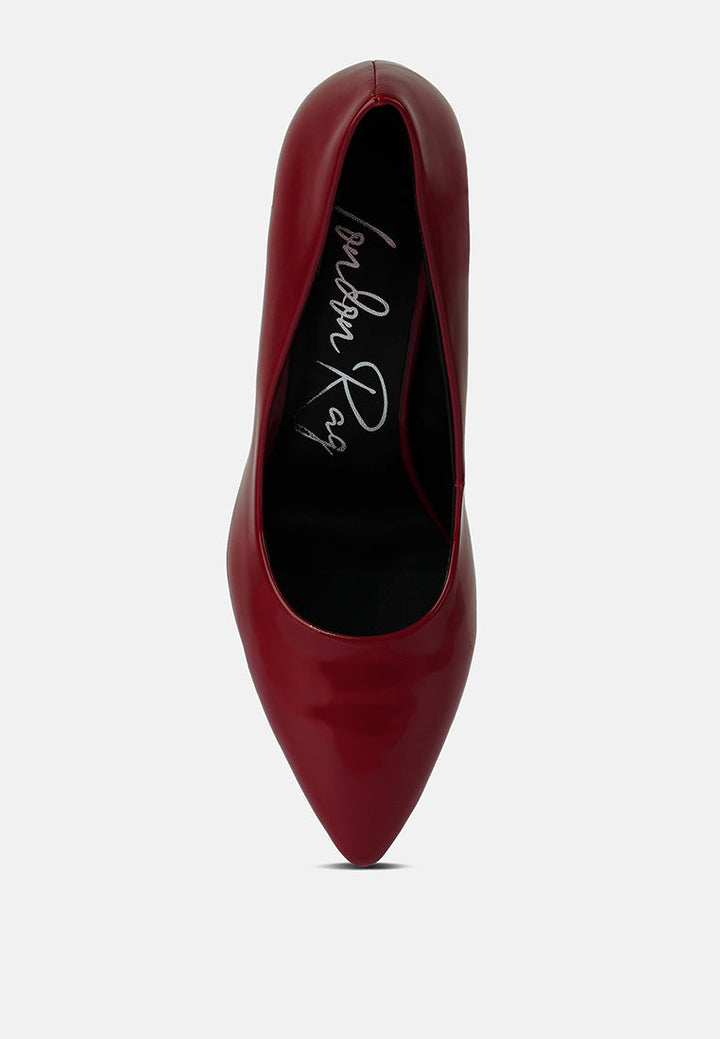 cuddles patent faux leather platform stiletto pumps by ruw#color_burgundy