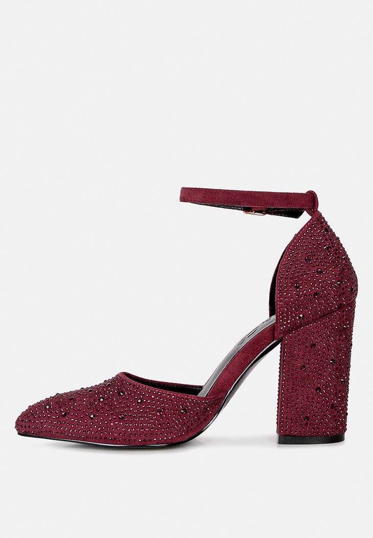 culver microfiber diamante block heeled sandal by ruw#color_burgundy