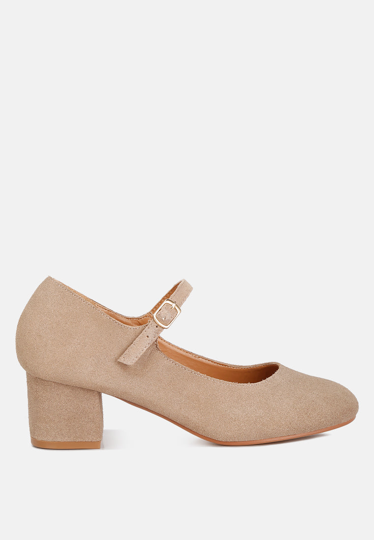 dallin suede block heel mary janes by ruw#color_sand