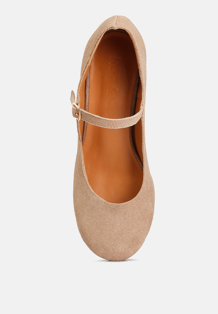 dallin suede block heel mary janes by ruw#color_sand