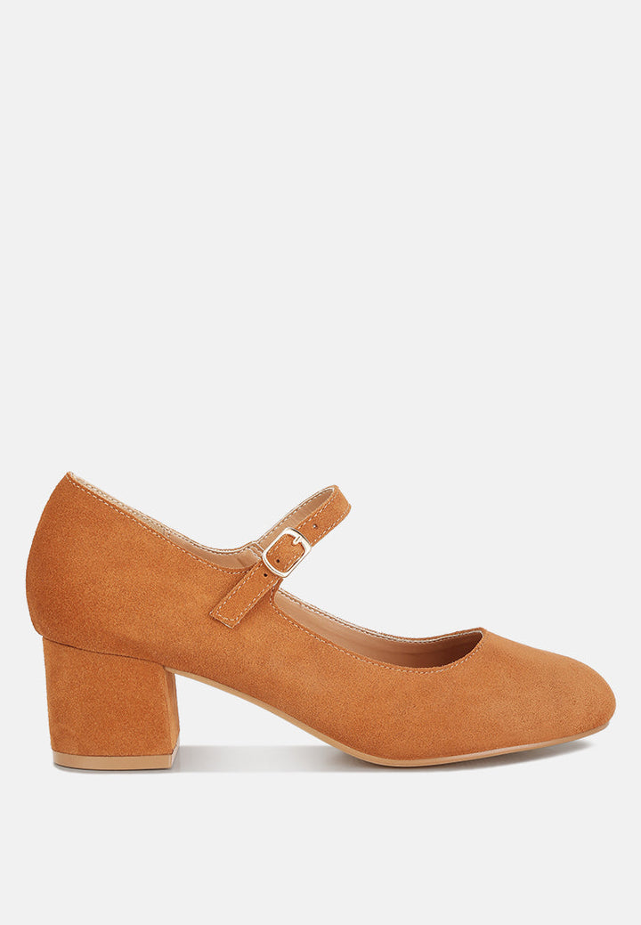 dallin suede block heel mary janes by ruw#color_tan