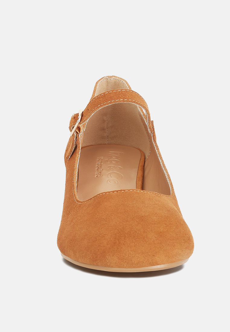 dallin suede block heel mary janes by ruw#color_tan