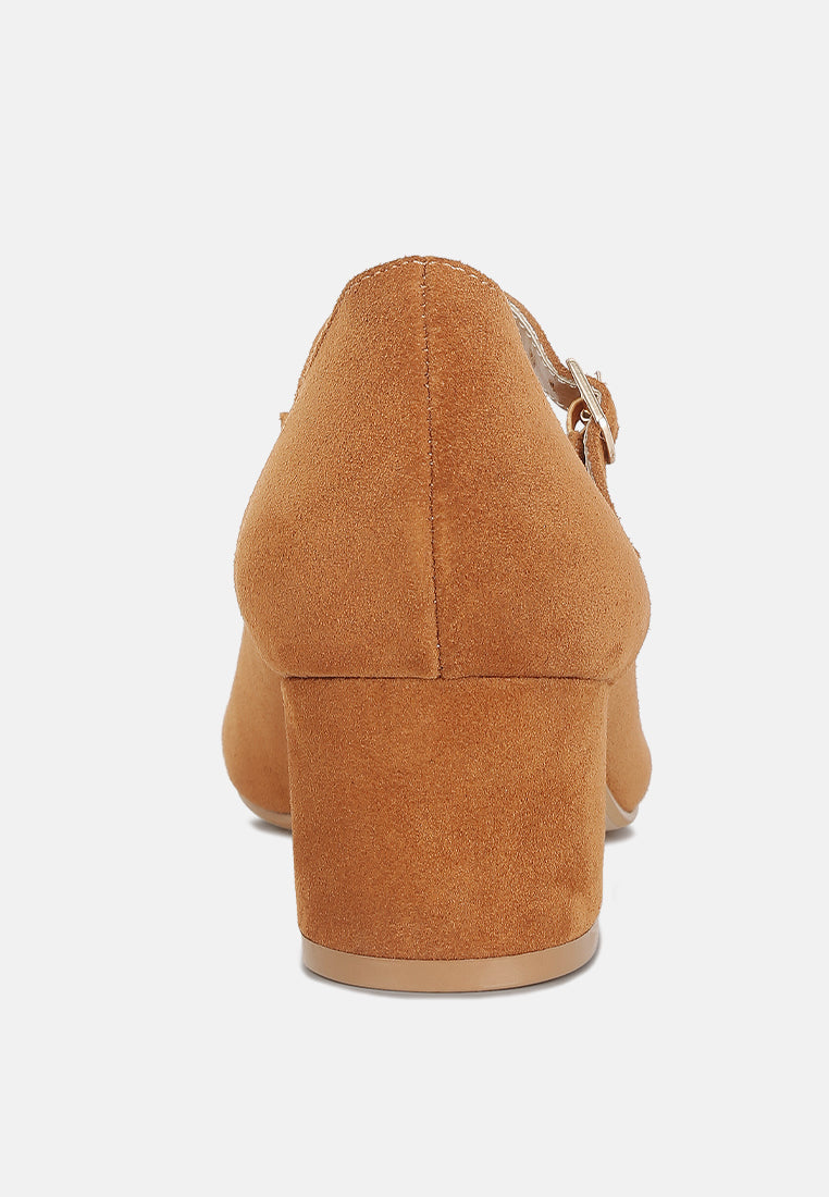 dallin suede block heel mary janes by ruw#color_tan