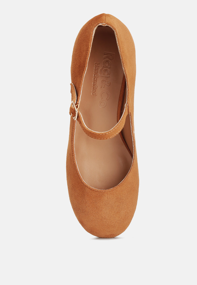 dallin suede block heel mary janes by ruw#color_tan