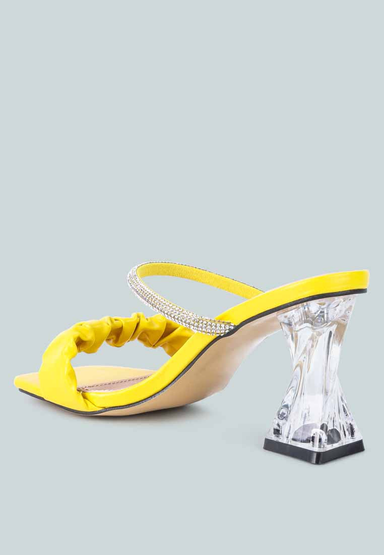 date look clear heel rhinestone sandals by ruw#color_yellow