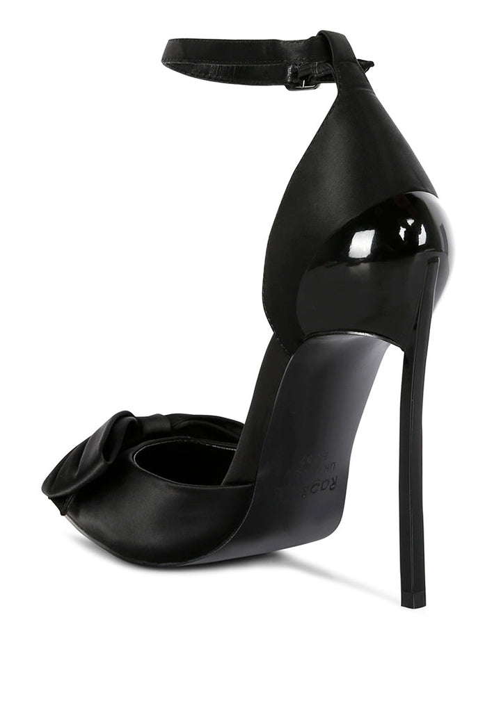 dingles high heeled satin bow sandals by ruw#color_black