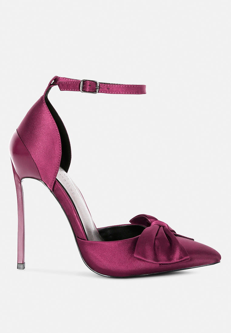 dingles high heeled satin bow sandals by ruw#color_burgundy