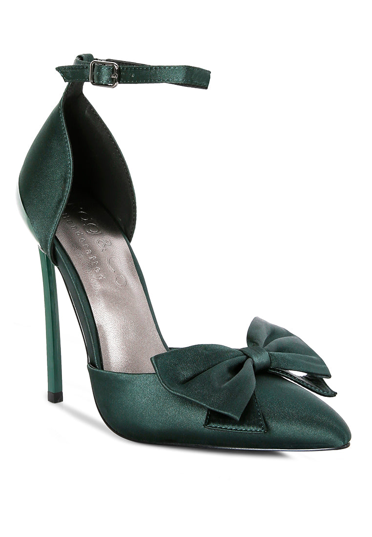 dingles high heeled satin bow sandals by ruw#color_green