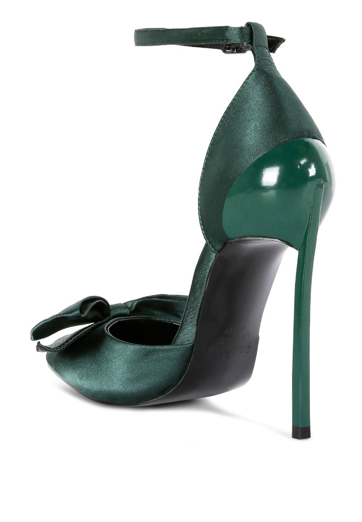 dingles high heeled satin bow sandals by ruw#color_green