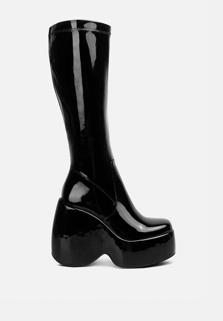 dirty dance patent high platfrom calf boots by ruw#color_black