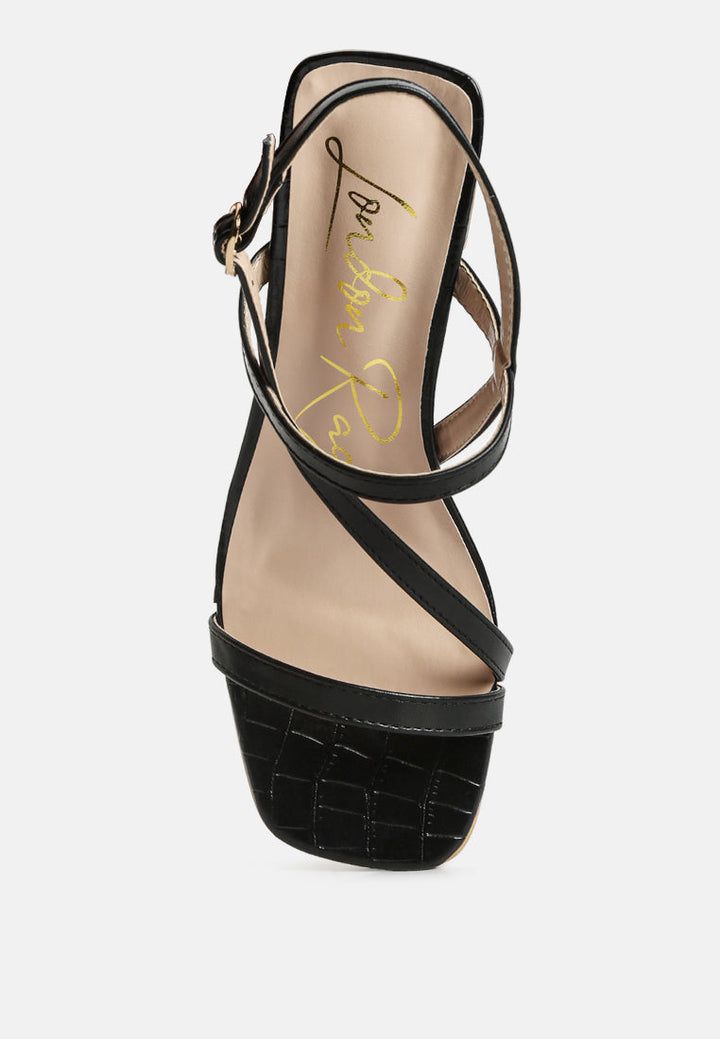 effieo croc texture block heel sandals by ruw#color_black