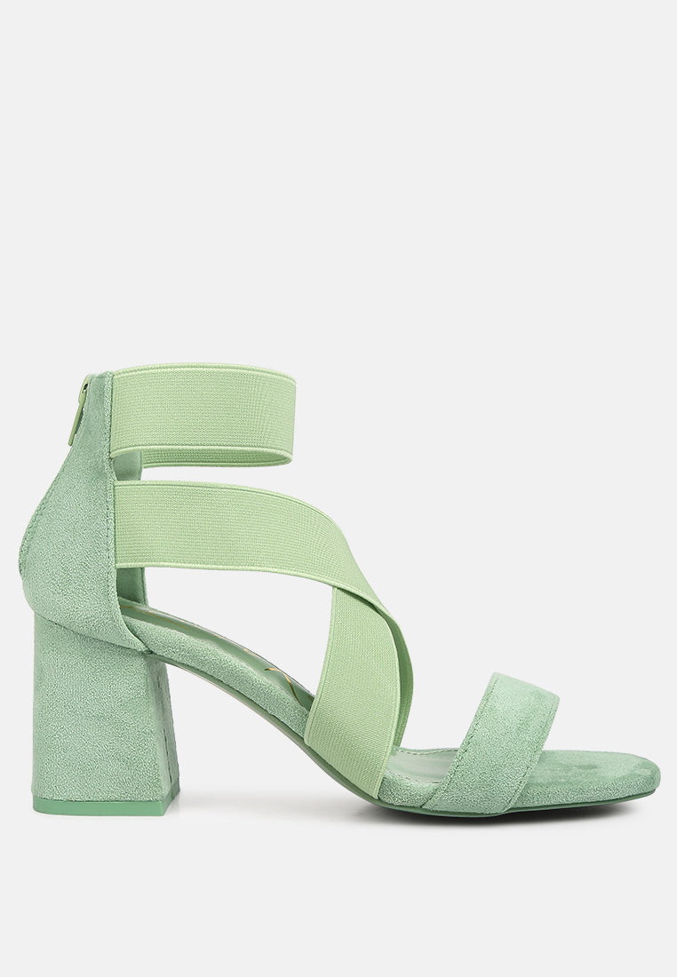 elastic strappy block heel sandals by ruw#color_green